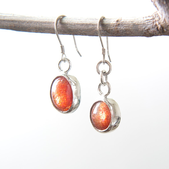 日光石純銀耳環 Sunstone silver earrings 第2張的照片