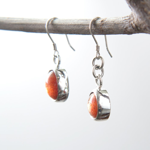 日光石純銀耳環 Sunstone silver earrings 第3張的照片