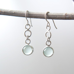 水綠玉髓純銀耳環 Aqua chalcedony silver earrings 第2張的照片