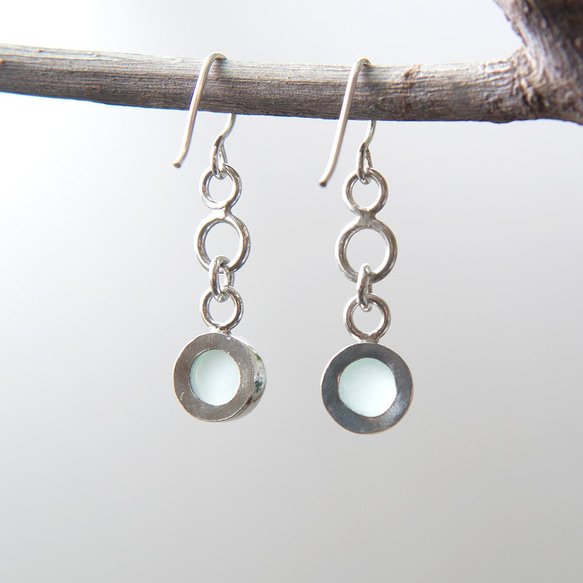 水綠玉髓純銀耳環 Aqua chalcedony silver earrings 第4張的照片