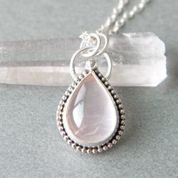 粉水晶純銀墬子 Rose quartz silver pendant 第2張的照片