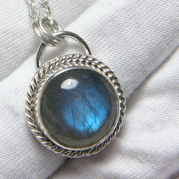 拉長石純銀墬子 Labradorite silver pendant 第5張的照片