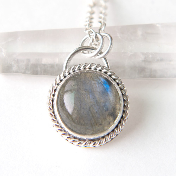 拉長石純銀墬子 Labradorite silver pendant 第6張的照片