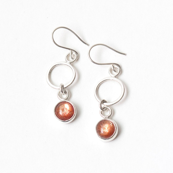 太陽石純銀耳環 Sunstone silver earrings 第1張的照片