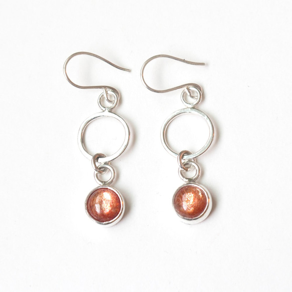 太陽石純銀耳環 Sunstone silver earrings 第2張的照片