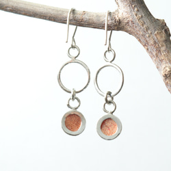 太陽石純銀耳環 Sunstone silver earrings 第5張的照片