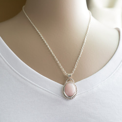 粉紅蛋白石純銀墬子 Pink opal silver pendant 第6張的照片