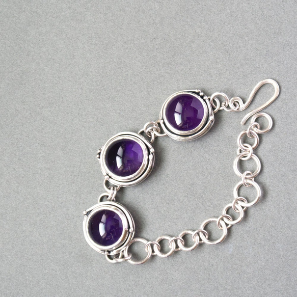 紫水晶純銀手鍊 Amethyst silver bracelet 第1張的照片