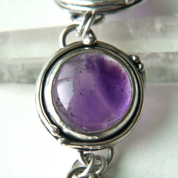 紫水晶純銀手鍊 Amethyst silver bracelet 第2張的照片