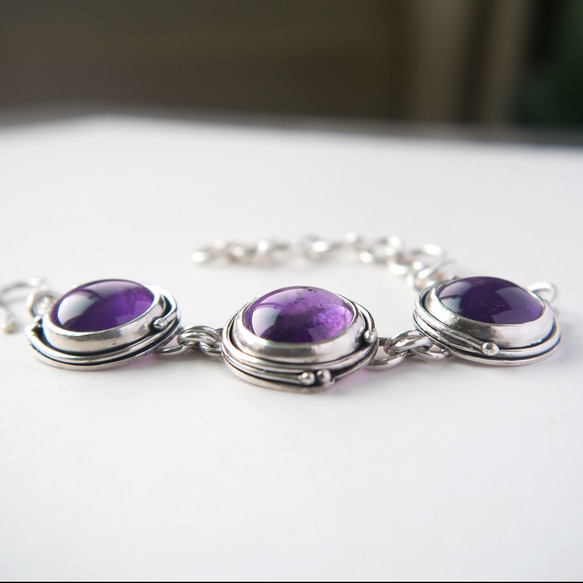 紫水晶純銀手鍊 Amethyst silver bracelet 第6張的照片