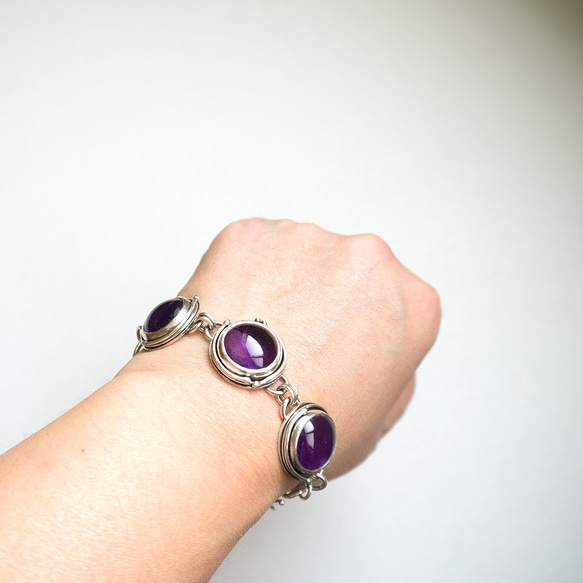 紫水晶純銀手鍊 Amethyst silver bracelet 第8張的照片