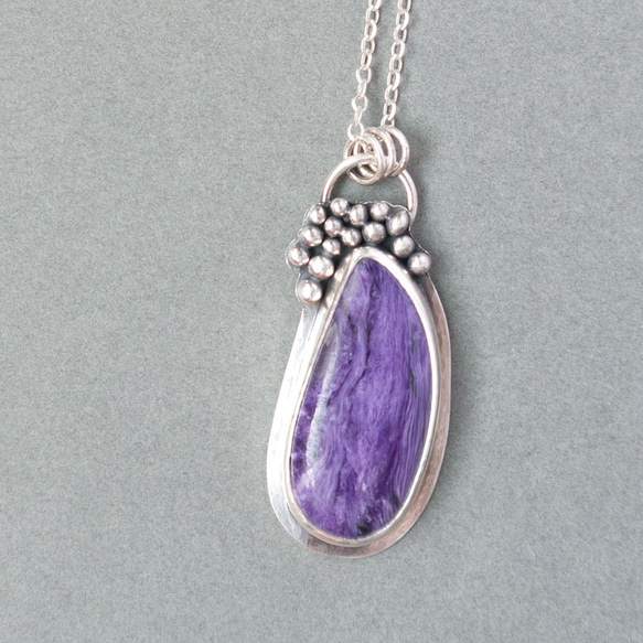 紫龍晶純銀墜 Charoite silver pendant 第1張的照片