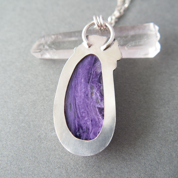 紫龍晶純銀墜 Charoite silver pendant 第5張的照片