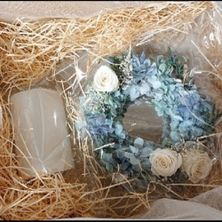 【クリスマスインテリアセット2021】 ホワイトスワッグ＆タルト皿リースキャンドル 6枚目の画像