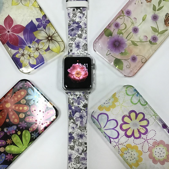 § AppleWatch 38mm / 42mm 真皮手錶帶 蘋果錶帶 § 紫色牽牛花 第1張的照片