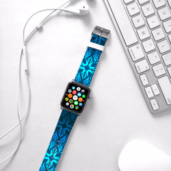 §AppleWatch 38ミリメートル/ 42ミリメートルレザーストラップ腕時計アップル§ブルークロス 1枚目の画像