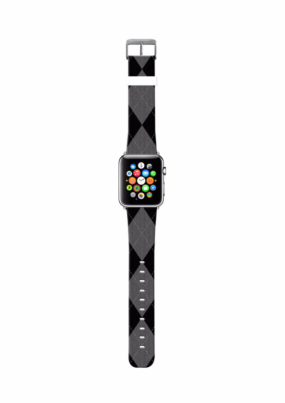 § AppleWatch 38mm / 42mm 真皮手錶帶 蘋果錶帶 § 灰黑色菱形 第2張的照片