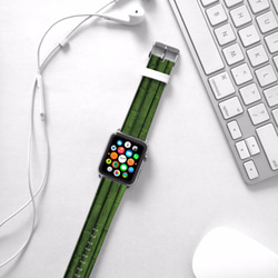 § AppleWatch 38mm / 42mm 真皮手錶帶 蘋果錶帶 §   綠色竹子紋 第1張的照片