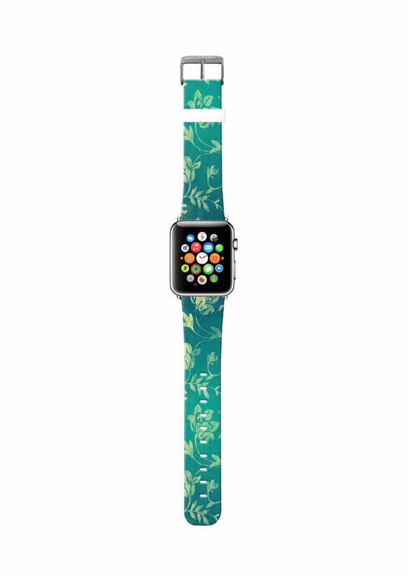 § AppleWatch 38mm / 42mm 真皮手錶帶 蘋果錶帶 § 湖水綠色花紋 第2張的照片