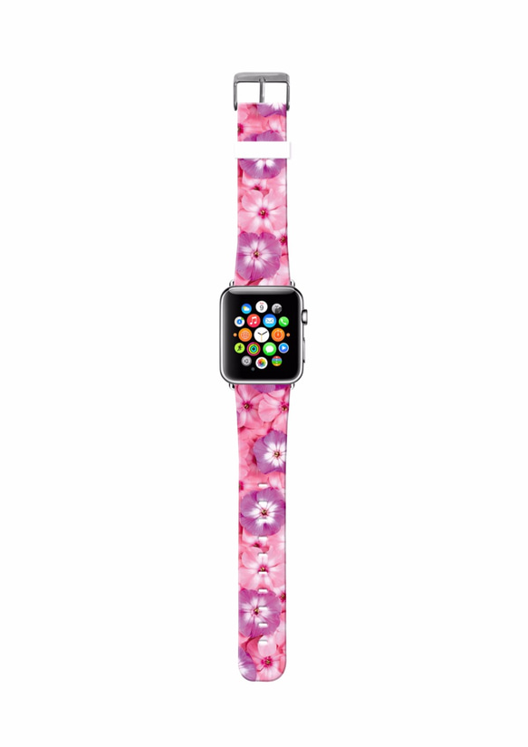 § AppleWatch 38mm / 42mm 真皮手錶帶 蘋果錶帶 § 粉紅色牽牛花 第2張的照片