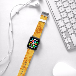§ AppleWatch 38mm / 42mm 真皮手錶帶 蘋果錶帶 §  黃玫瑰花紋 第1張的照片