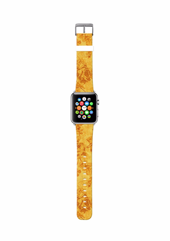 AppleWatch 38ミリメートル/ 42ミリメートルレザー腕時計ストラップ§リンゴのパターンイエローローズを§ 3枚目の画像
