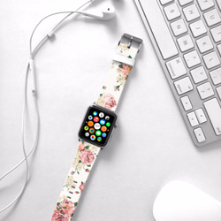 § AppleWatch 38mm / 42mm 真皮手錶帶 蘋果錶帶 § 粉紅玫瑰花紋 第3張的照片