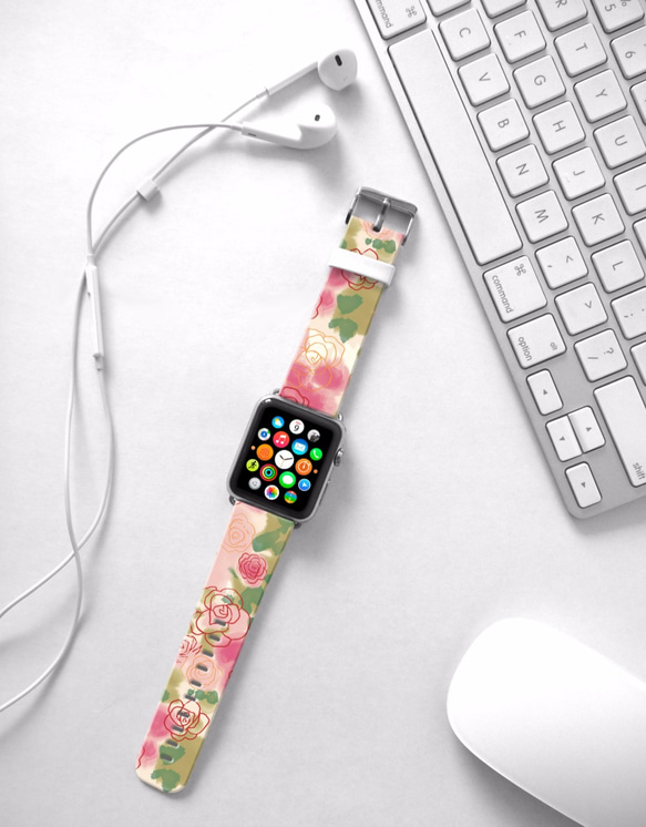 ピンクローズアップル§AppleWatch 38ミリメートル/ 42ミリメートルレザー腕時計ストラップを§ 3枚目の画像