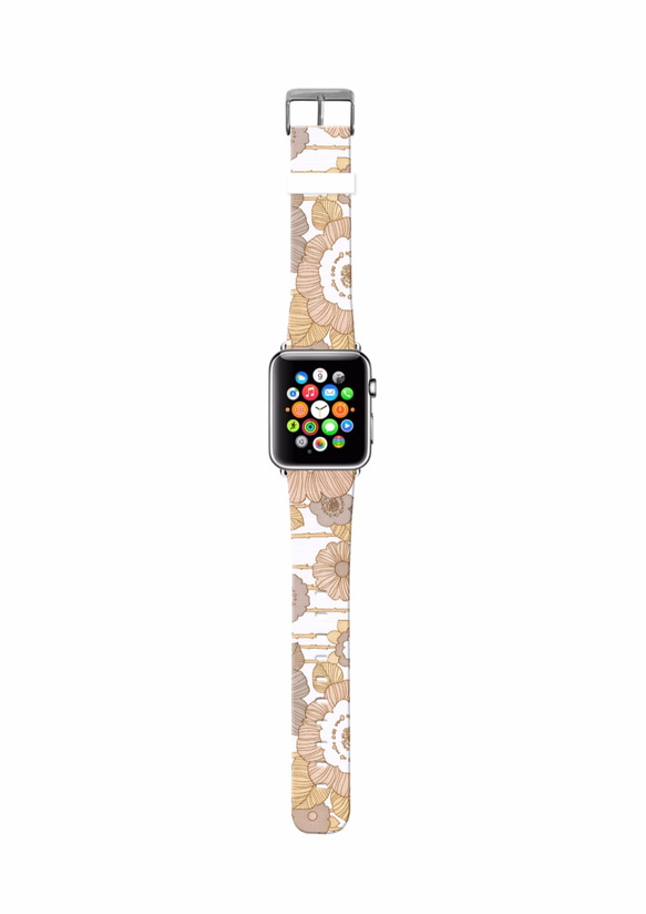 AppleWatch 38ミリメートル/ 42ミリメートルレザーストラップ腕時計アップルはベージュのバラパターン§§します 3枚目の画像