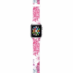 § AppleWatch 38mm / 42mm 真皮手錶帶 蘋果錶帶 §  粉紅花樣圖案 第2張的照片