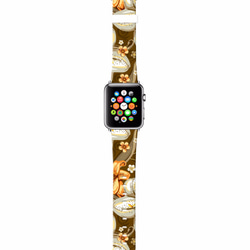 § AppleWatch 38mm / 42mm 真皮手錶帶 蘋果錶帶 § 棕色百合花紋 第2張的照片
