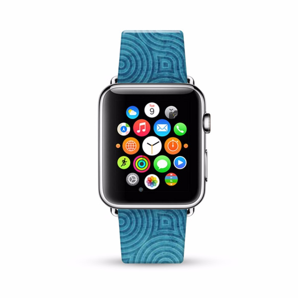 § AppleWatch 38mm / 42mm 真皮手錶帶 蘋果錶帶 § 湖水藍波浪紋 第1張的照片