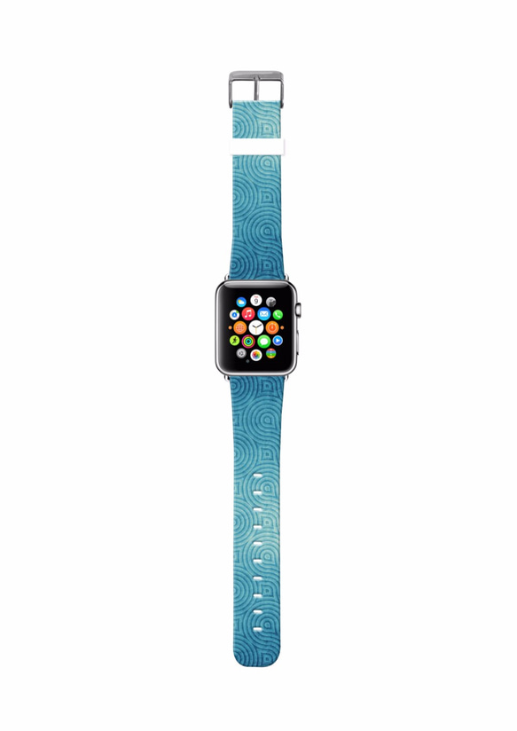 § AppleWatch 38mm / 42mm 真皮手錶帶 蘋果錶帶 § 湖水藍波浪紋 第2張的照片