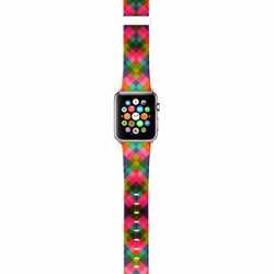 AppleWatch 38ミリメートル/ 42ミリメートルレザー腕時計ストラップ§リンゴ色幾何学模様を§ 2枚目の画像