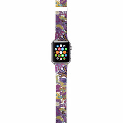 § AppleWatch 38mm / 42mm 真皮手錶帶 蘋果錶帶 § 紫色花樣圖紋 第2張的照片