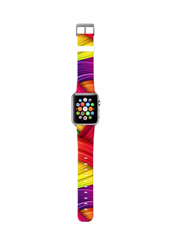 § AppleWatch 38mm / 42mm 真皮手錶帶 蘋果錶帶 § 色彩筆刷圖案 第3張的照片