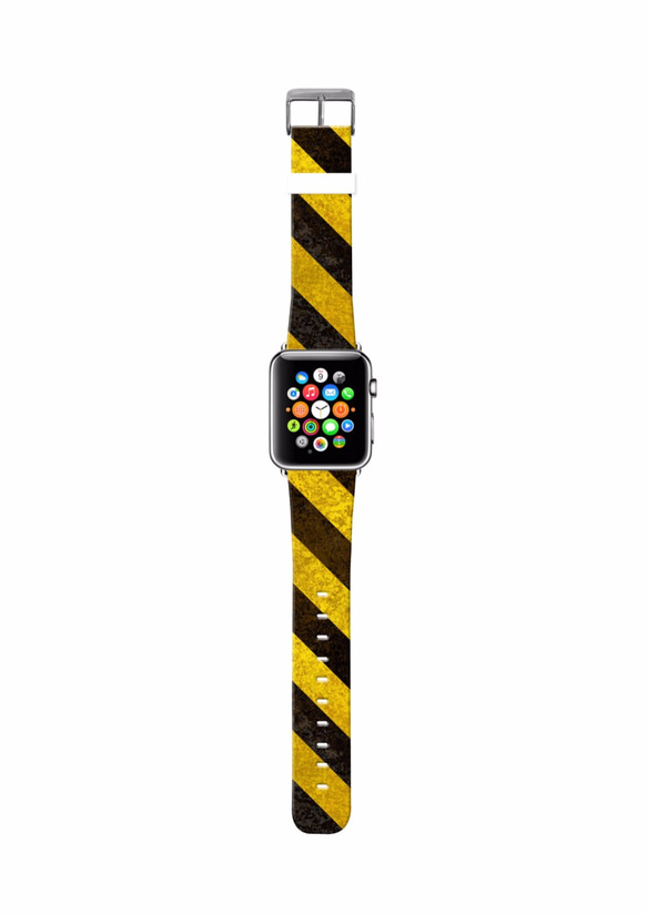 § AppleWatch 38mm / 42mm 真皮手錶帶 蘋果錶帶 §   黃黑間條圖案 第2張的照片