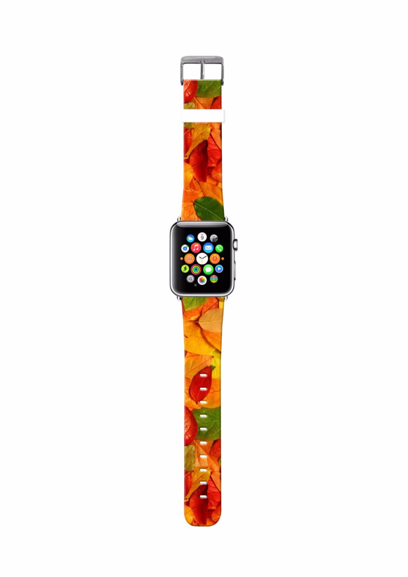 § AppleWatch 38mm / 42mm 真皮手錶帶 蘋果錶帶 §  紅葉圖案 第2張的照片