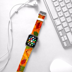 § AppleWatch 38mm / 42mm 真皮手錶帶 蘋果錶帶 §  紅葉圖案 第3張的照片