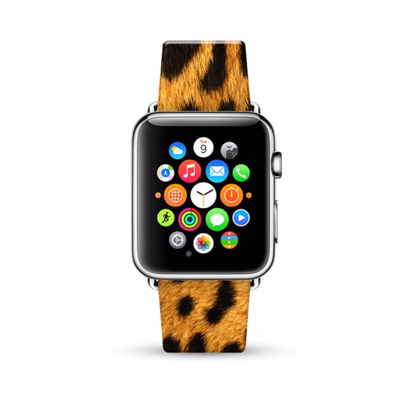§ AppleWatch 38mm / 42mm 真皮手錶帶 蘋果錶帶 §  黃金豹紋 第1張的照片
