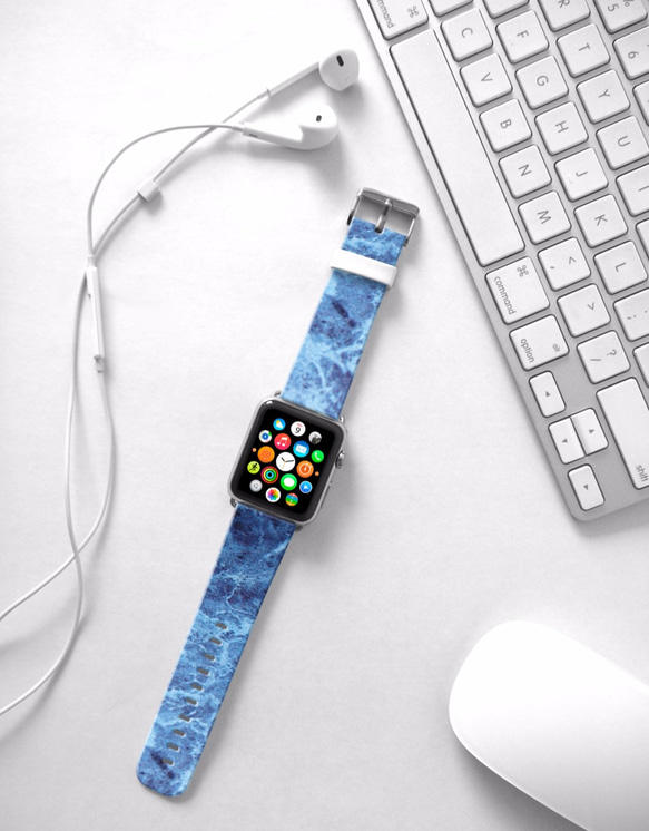 § AppleWatch 38mm / 42mm 真皮手錶帶 蘋果錶帶 §  藍雲石紋 第3張的照片