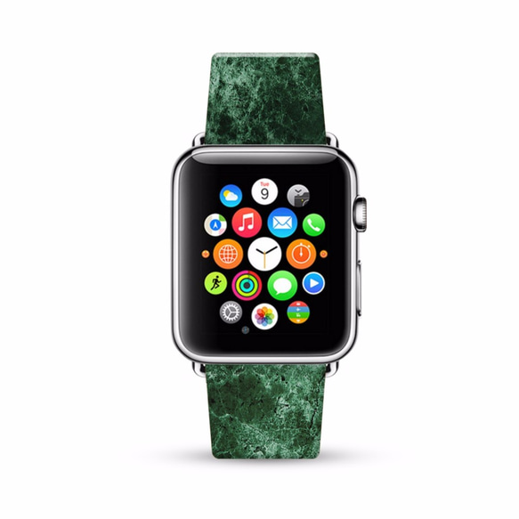 § AppleWatch 38mm / 42mm 真皮手錶帶 蘋果錶帶 § 綠雲石紋 第1張的照片