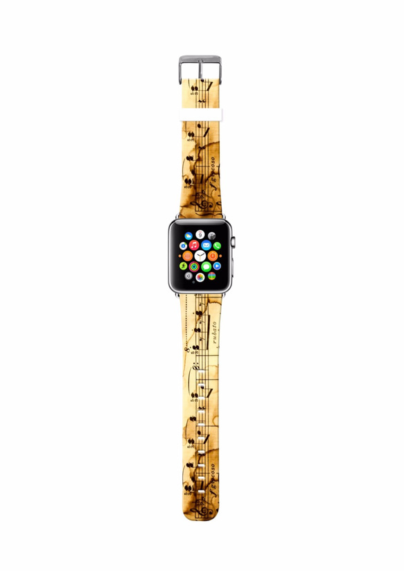 § AppleWatch 38mm / 42mm 真皮手錶帶 蘋果錶帶 §   懷舊音樂琴譜 第2張的照片