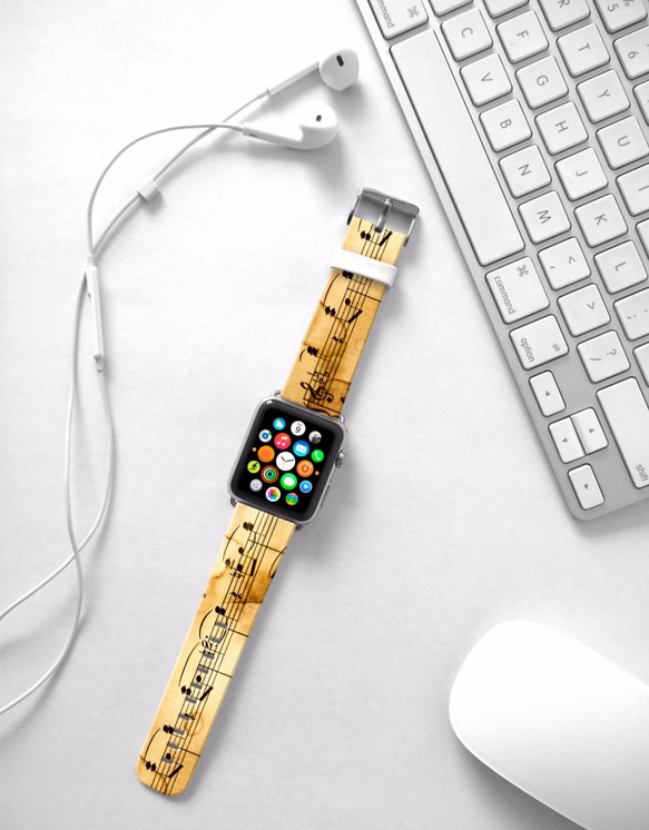 AppleWatch 38ミリメートル/ 42ミリメートルレザーストラップ腕時計Appleが懐かしい音楽タブ譜§§します 3枚目の画像