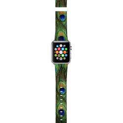 § AppleWatch 38mm / 42mm 真皮手錶帶 蘋果錶帶 §   孔雀圖案 第2張的照片