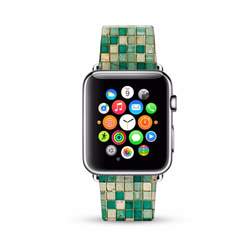 § AppleWatch 38mm / 42mm 真皮手錶帶 蘋果錶帶 §   緑色階磚石格紋 第1張的照片
