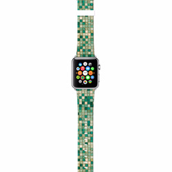 § AppleWatch 38mm / 42mm 真皮手錶帶 蘋果錶帶 §   緑色階磚石格紋 第2張的照片