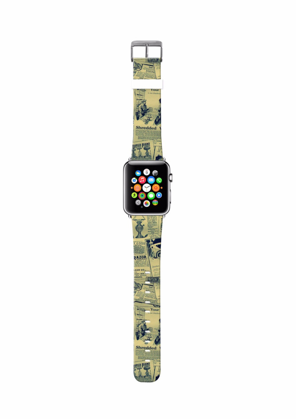 § AppleWatch 38mm / 42mm 真皮手錶帶 蘋果錶帶 §  懷舊報刊 第2張的照片