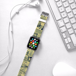 § AppleWatch 38mm / 42mm 真皮手錶帶 蘋果錶帶 §  懷舊報刊 第3張的照片