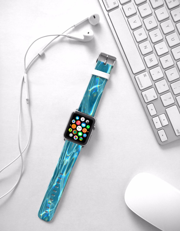 § AppleWatch 38mm / 42mm 真皮手錶帶 蘋果錶帶 §   湖水藍 第3張的照片